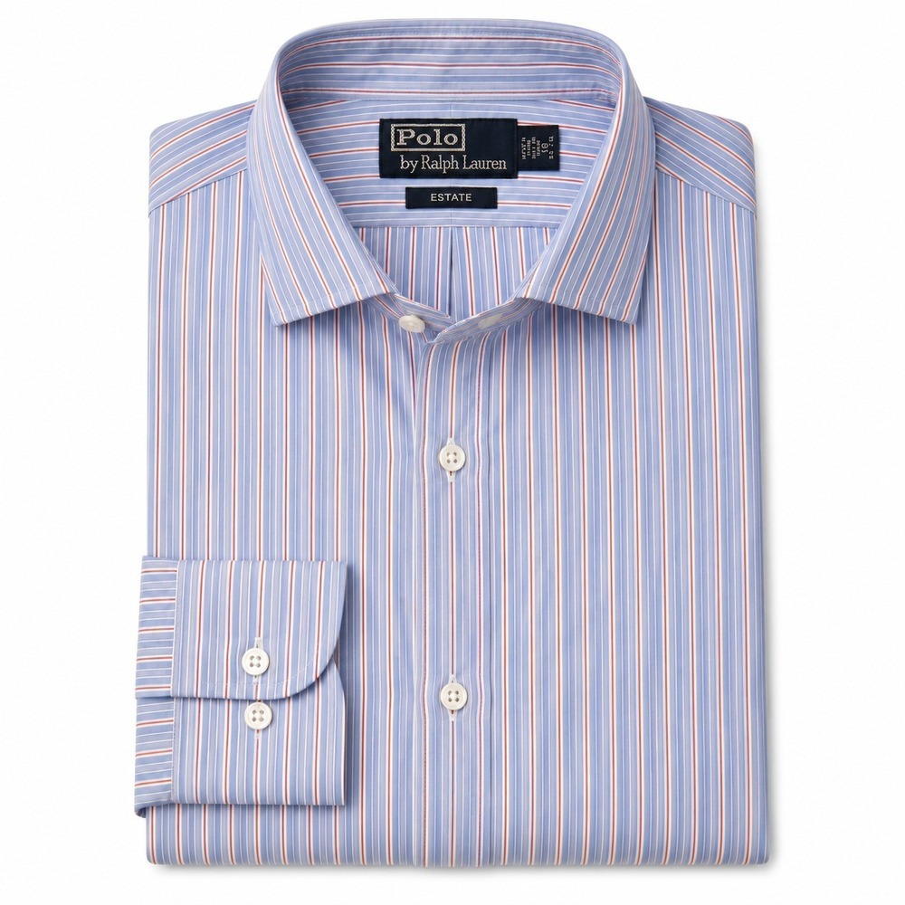 Polo Ralph Lauren Estate Men's 18 x 34-35 Long Sleeve Striped Multi Dress Shirt